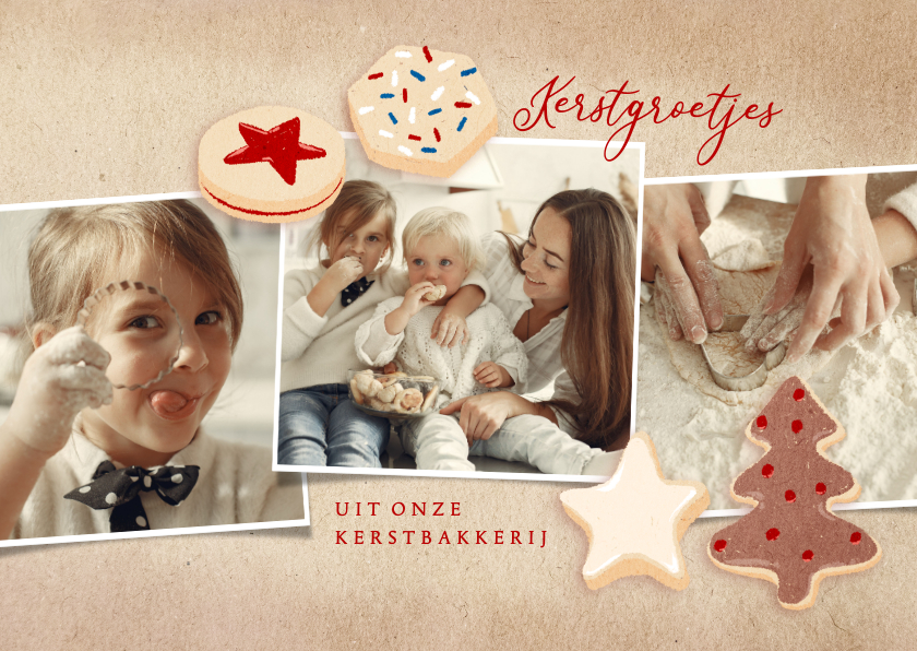 Kerstkaart kerstkoekjes fotocollage - Kerstkaarten Kerstkaarten - Kerstkaart kerstkoekjes fotocollage