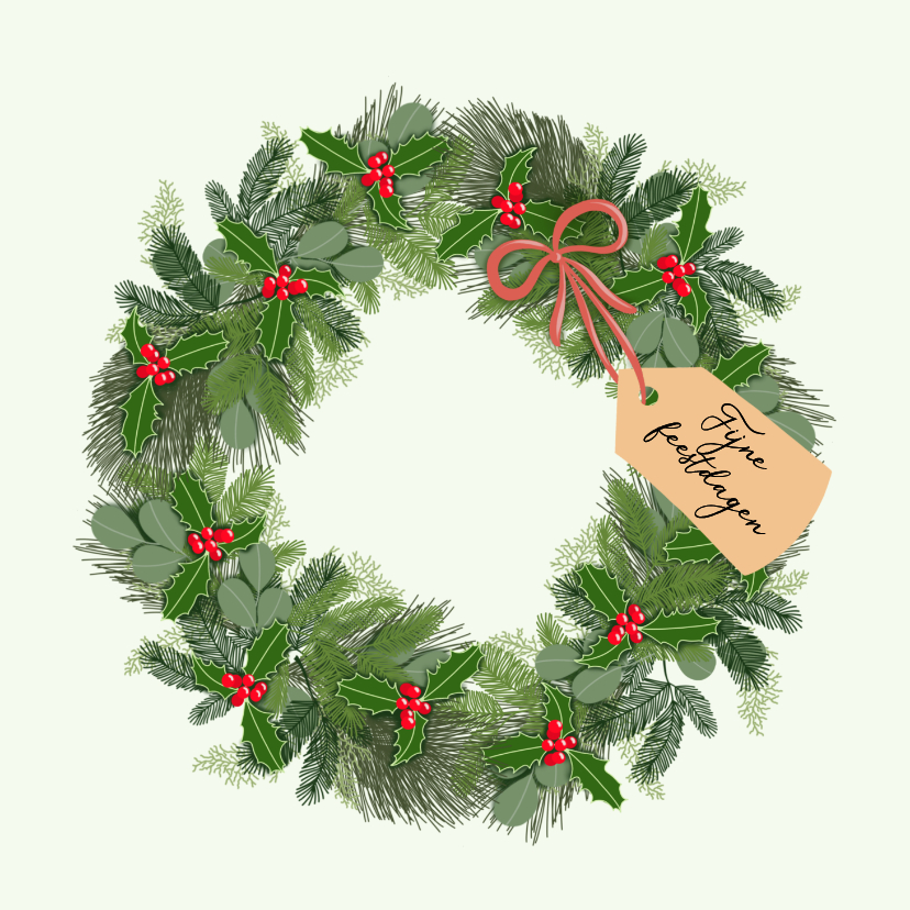 Kerstkaarten - Kerstkaart - Kerstkrans
