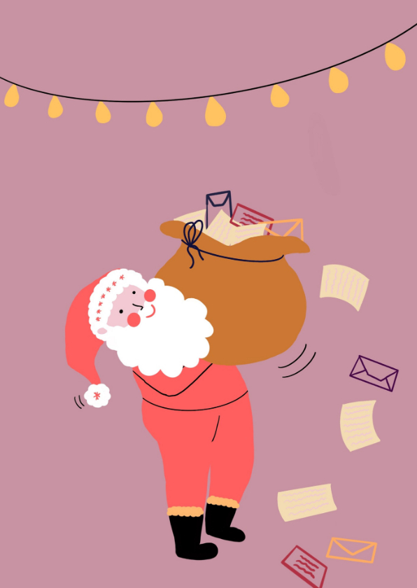 Kerstkaarten - Kerstkaart kerstman brengt cadeaus