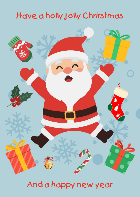 Kerstkaarten - Kerstkaart kerstman holly jolly Christmas Vrienden GHZ