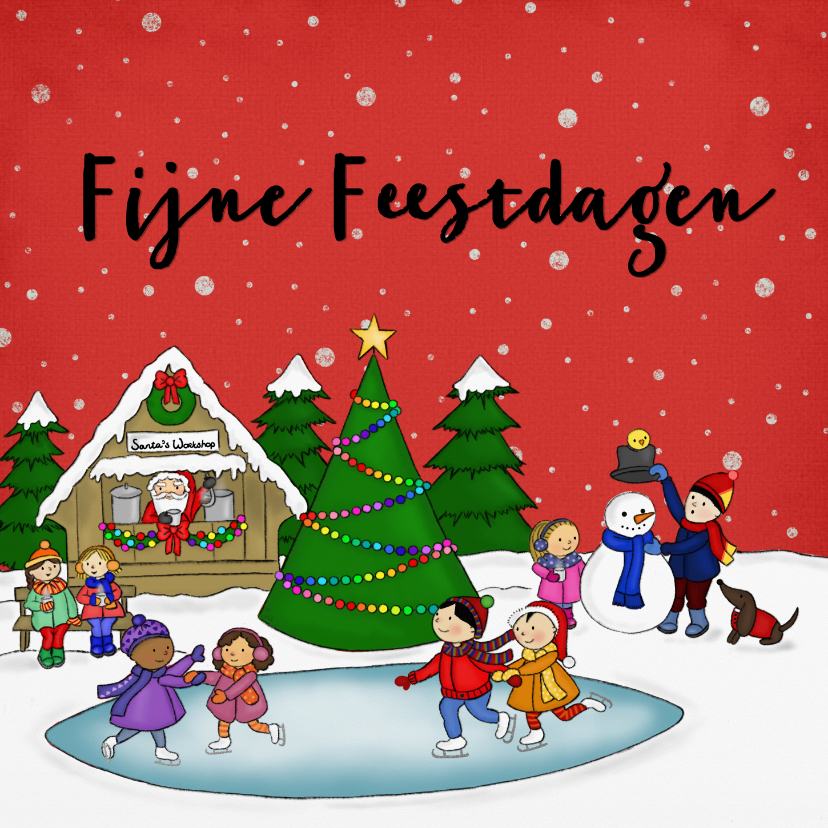 Kerstkaart kerstmis kerst schaatsen - Kerstkaarten Kerstkaarten - Kerstkaart kerstmis kerst schaatsen