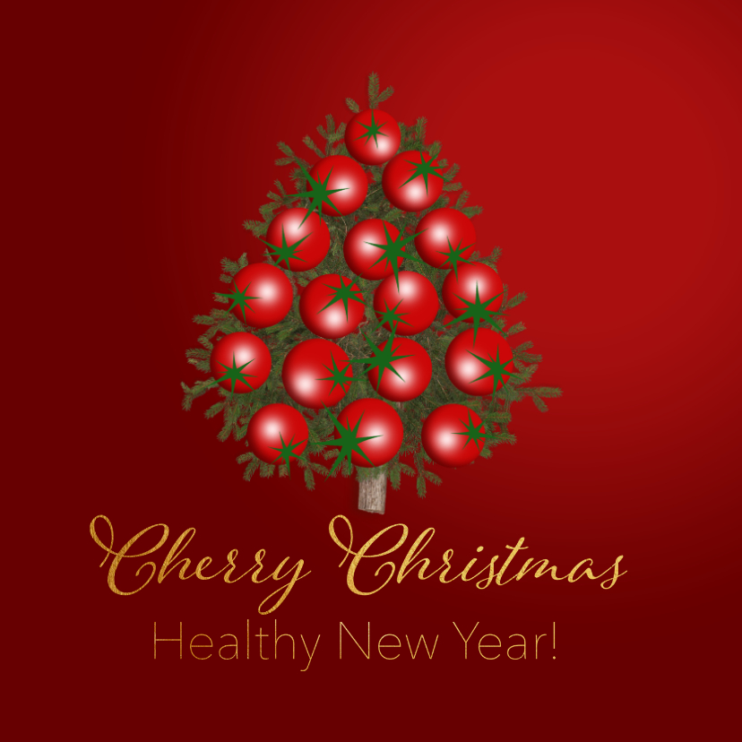 Kerstkaarten - Kerstkaart kerstomaatjes kerstboom gezond