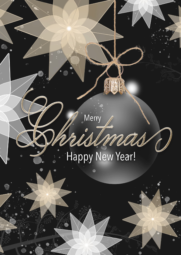 Kerstkaarten - Kerstkaart kerststerren en sneeuw