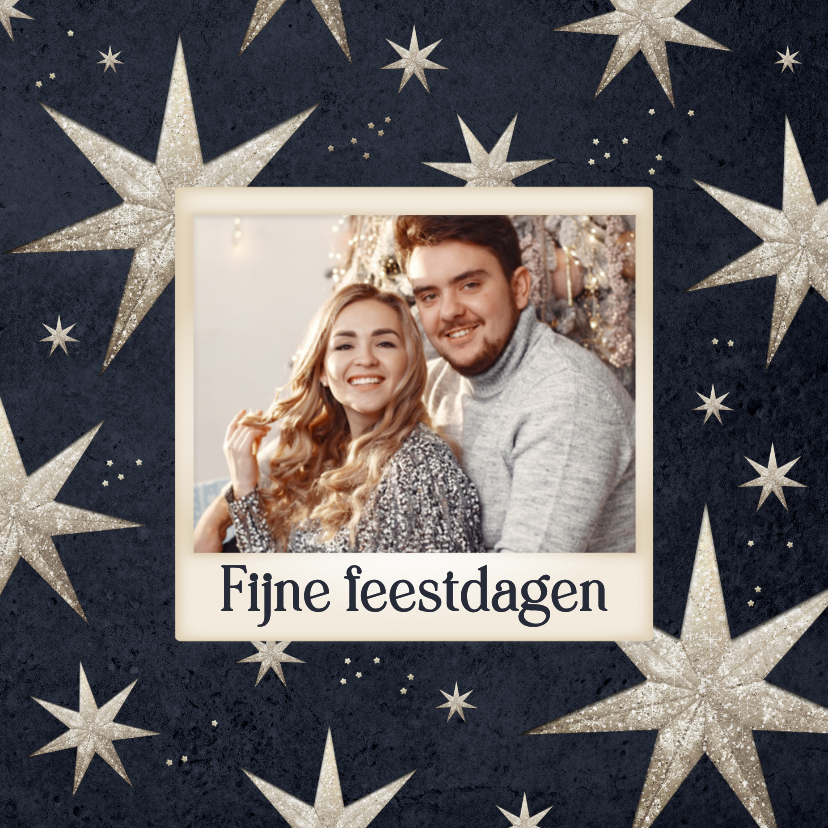 Kerstkaarten - Kerstkaart kerststerren foto fijne feestdagen glitter