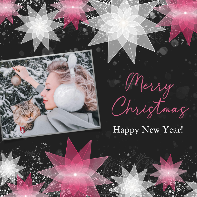 Kerstkaart kerststerren fotokaart sier - Kerstkaarten Kerstkaarten - Kerstkaart kerststerren fotokaart sier