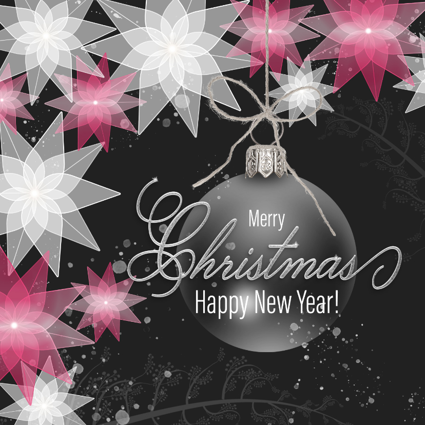 Kerstkaarten - Kerstkaart kerststerren rood en wit