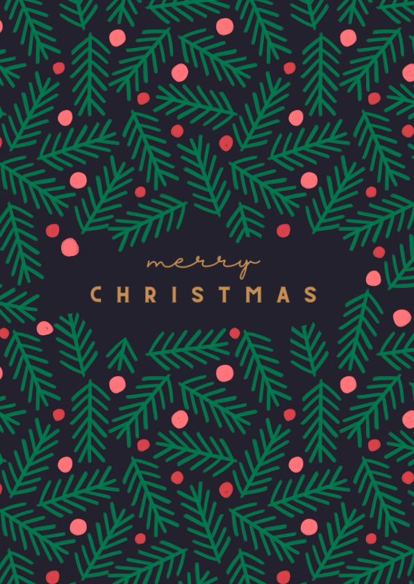 Kerstkaarten - Kerstkaart kersttakken met ballen rechthoek