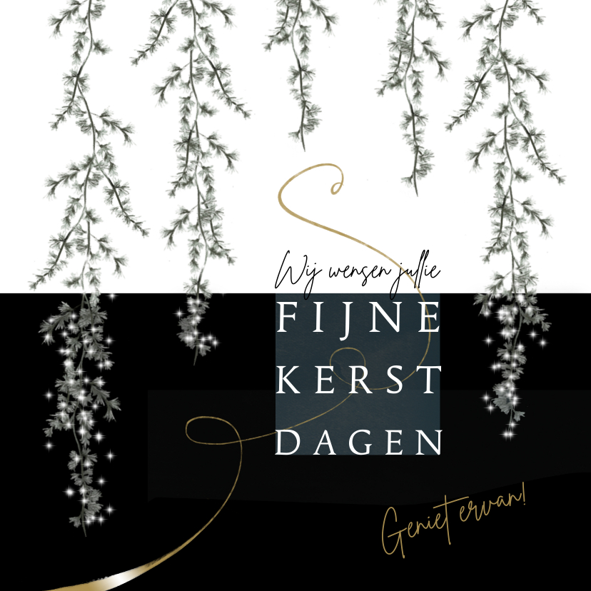 Kerstkaarten - Kerstkaart kersttakken met slinger in goudlook