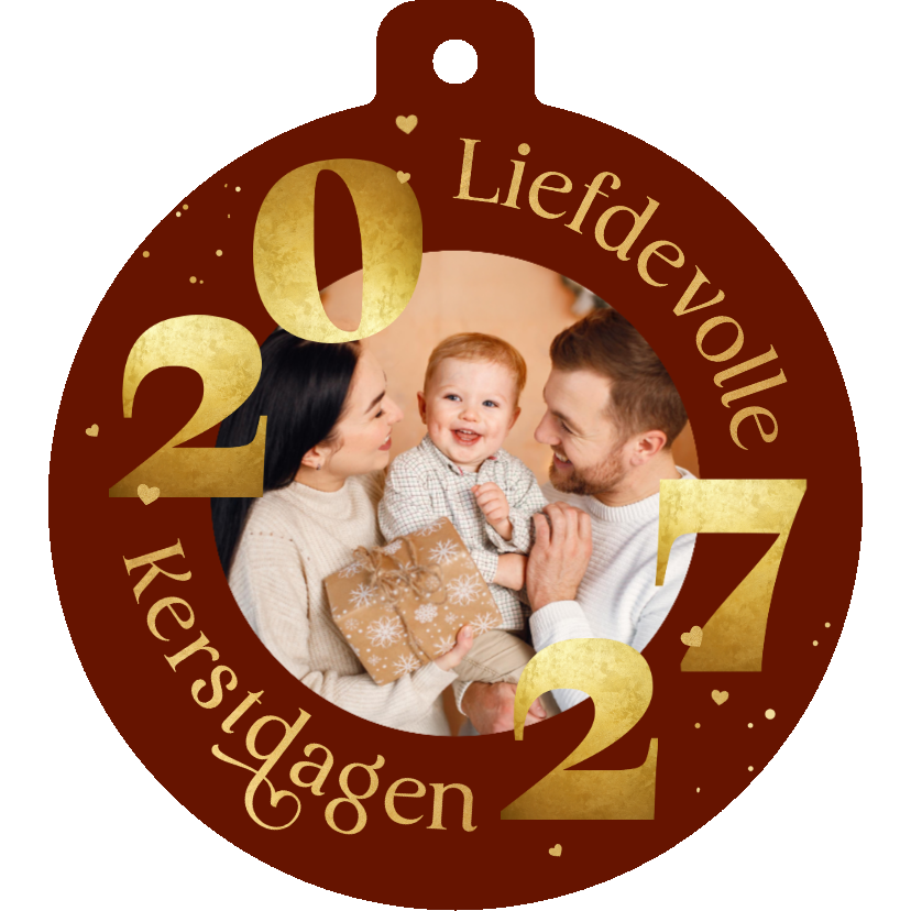 Kerstkaart kertbal hartjes liefdevolle kerstdagen foto 2027 - Kerstkaarten Kerstkaarten - Kerstkaart kertbal hartjes liefdevolle kerstdagen foto 2027