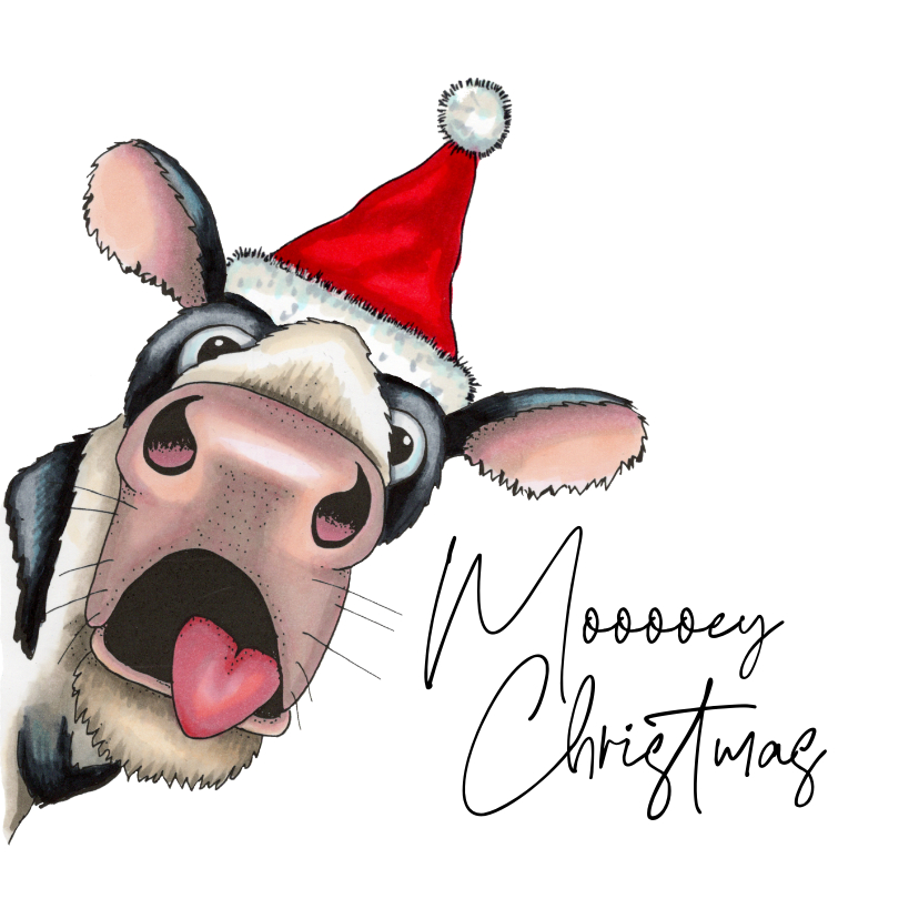 Kerstkaart koe mooey christmas - Kerstkaarten Kerstkaarten - Kerstkaart koe mooey christmas