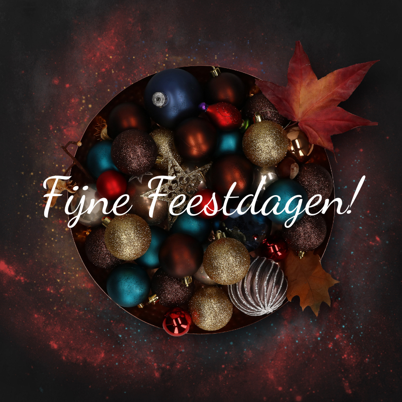 Kerstkaart koperen schaal met kerstballen - Kerstkaarten Kerstkaarten - Kerstkaart koperen schaal met kerstballen