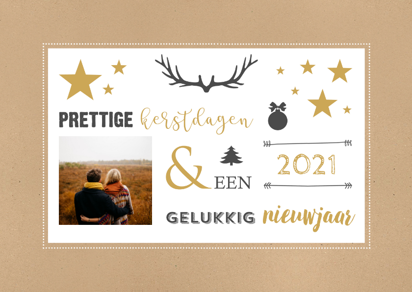 Kerstkaart kraft typografie foto - BC - Kerstkaarten Kerstkaarten - Kerstkaart kraft typografie foto - BC