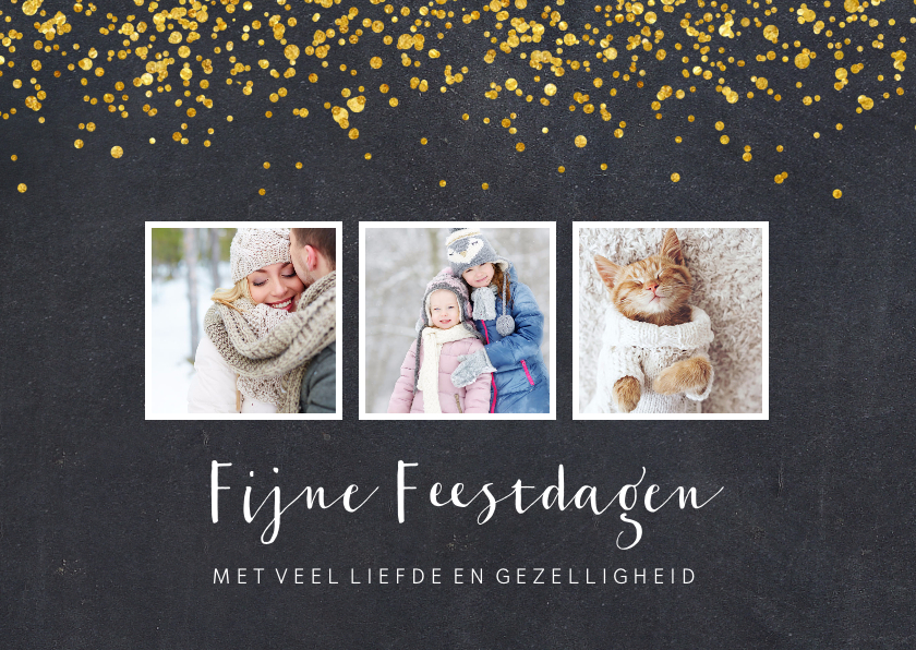 Kerstkaart krijtbord en goudversiering - Kerstkaarten Kerstkaarten - Kerstkaart krijtbord en goudversiering