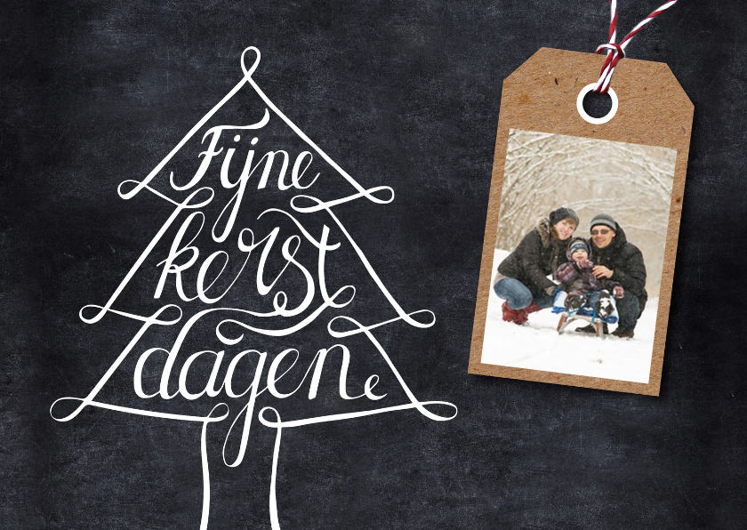 Kerstkaart krijtbord foto label - Kerstkaarten Kerstkaarten - Kerstkaart krijtbord foto label
