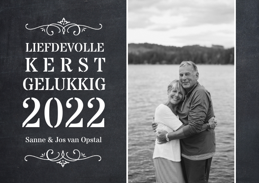 Kerstkaart krijtbord met foto en tekst - Kerstkaarten Kerstkaarten - Kerstkaart krijtbord met foto en tekst