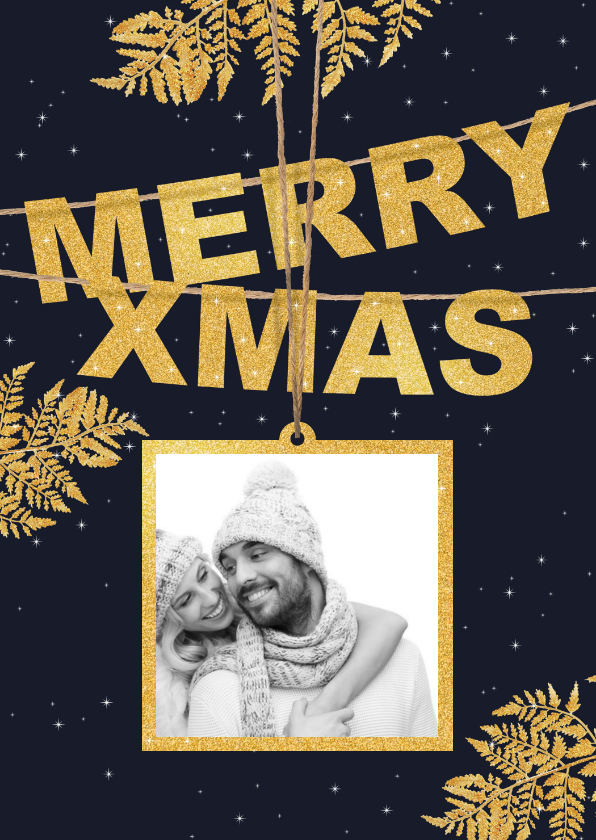 Kerstkaart label goud Xmas - Kerstkaarten Kerstkaarten - Kerstkaart label goud Xmas