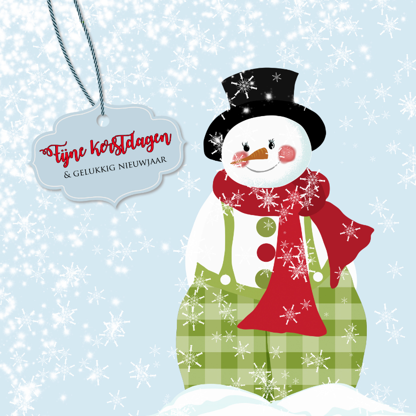 Kerstkaart lachende sneeuwpop - Kerstkaarten Kerstkaarten - Kerstkaart lachende sneeuwpop
