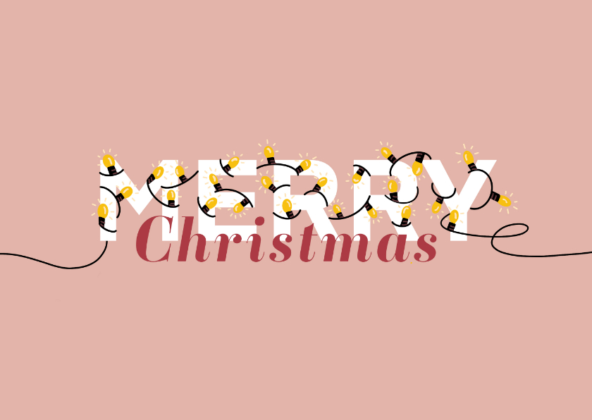 Kerstkaart lampjes Merry Christmas - Kerstkaarten Kerstkaarten - Kerstkaart lampjes Merry Christmas