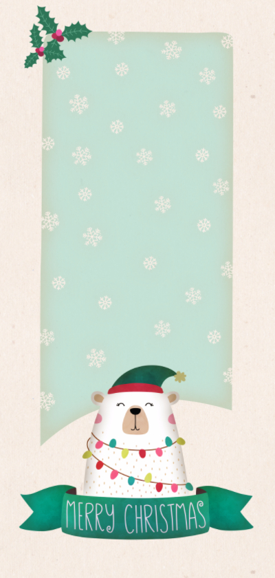 Kerstkaart langwerpig ijsbeer - BK - Kerstkaarten Kerstkaarten - Kerstkaart langwerpig ijsbeer - BK