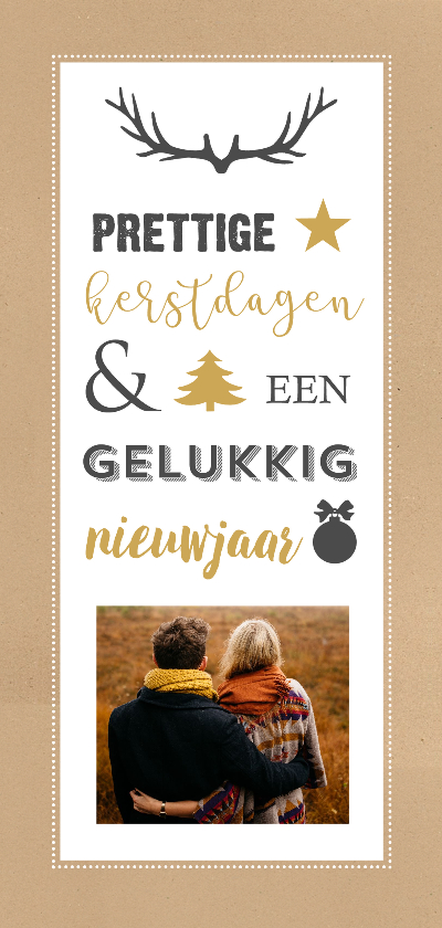 Kerstkaart langwerpig kraft typografie - BC - Kerstkaarten Kerstkaarten - Kerstkaart langwerpig kraft typografie - BC