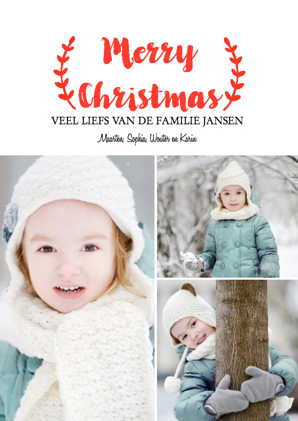 Kerstkaart Lettering Rood - Kerstkaarten Kerstkaarten - Kerstkaart Lettering Rood