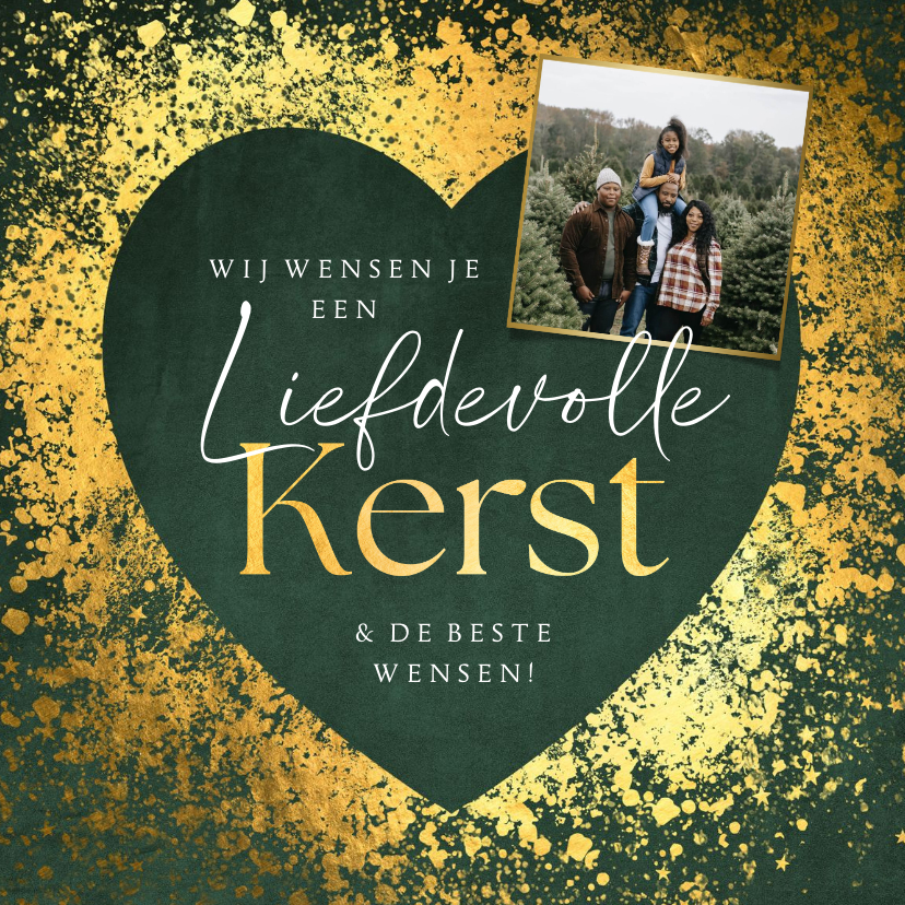Kerstkaart liefdevolle kerst hart goudlook velvet groen foto - Kerstkaarten Kerstkaarten - Kerstkaart liefdevolle kerst hart goudlook velvet groen foto
