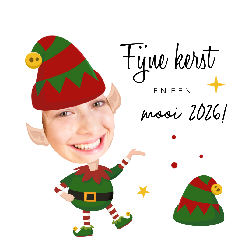 Kerstkaarten - Kerstkaart maak een elf van jezelf
