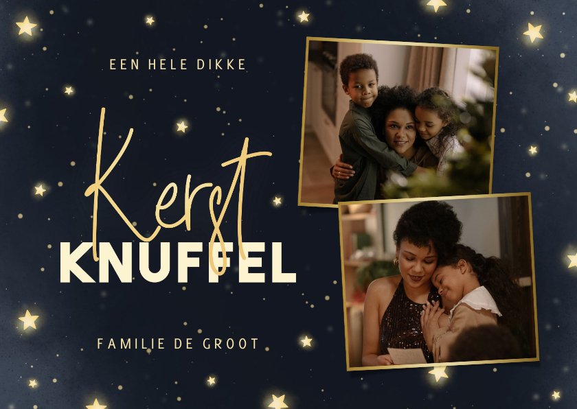 Kerstkaart magisch met 2 fotos en sterren kerstknuffel - Kerstkaarten Kerstkaarten - Kerstkaart magisch met 2 fotos en sterren kerstknuffel