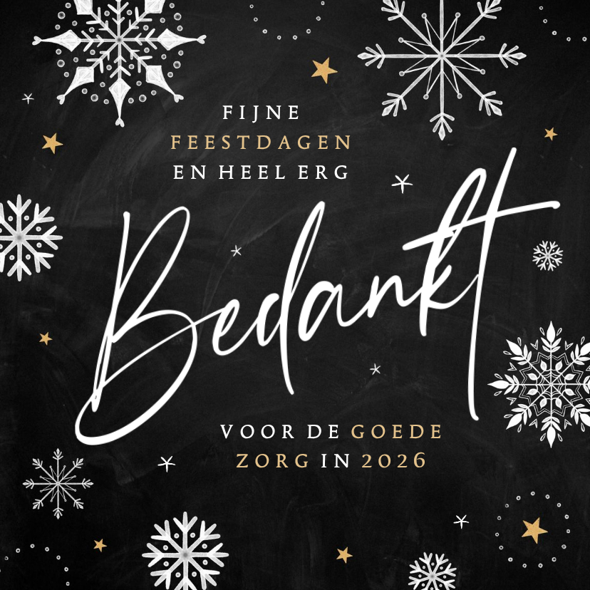 Kerstkaart medewerkers bedankt sneeuw sterren - Kerstkaarten Kerstkaarten - Kerstkaart medewerkers bedankt sneeuw sterren