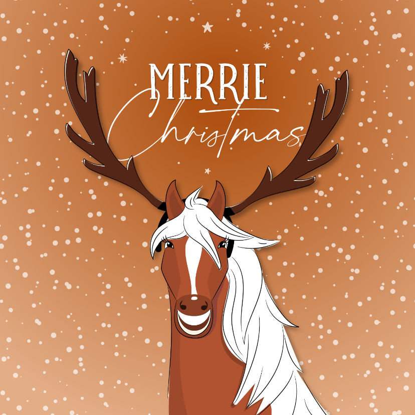 Kerstkaart Merrie Christmas illustratie paard Kaartje2go