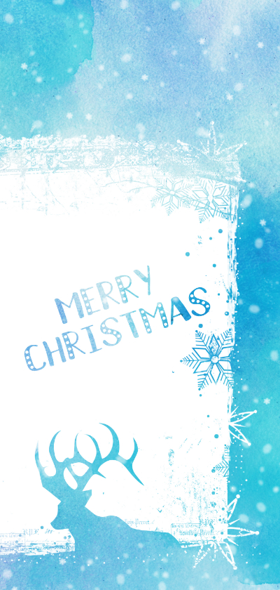 Kerstkaart Merry Christmas aquarel - Kerstkaarten Kerstkaarten - Kerstkaart Merry Christmas aquarel