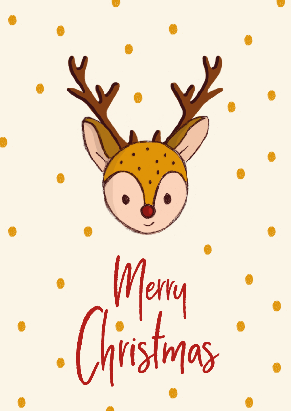 Kerstkaart Merry Christmas hert illustratie - Kerstkaarten Kerstkaarten - Kerstkaart Merry Christmas hert illustratie