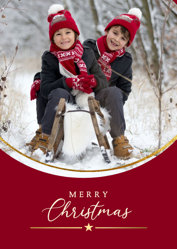 Kerstkaart 'Merry Christmas' met ronde foto - Kerstkaarten Kerstkaarten - Kerstkaart 'Merry Christmas' met ronde foto