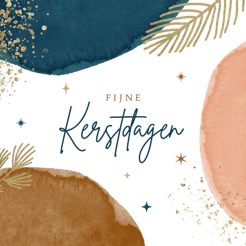 Kerstkaart met abstracte waterverf elementen - Kerstkaarten Kerstkaarten - Kerstkaart met abstracte waterverf elementen