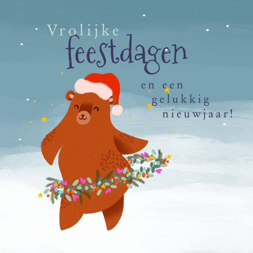 Kerstkaart met beer - Kerstkaarten Kerstkaarten - Kerstkaart met beer