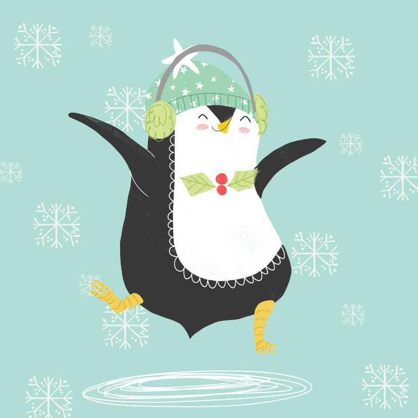 Kerstkaarten - Kerstkaart met blije pinguïn 