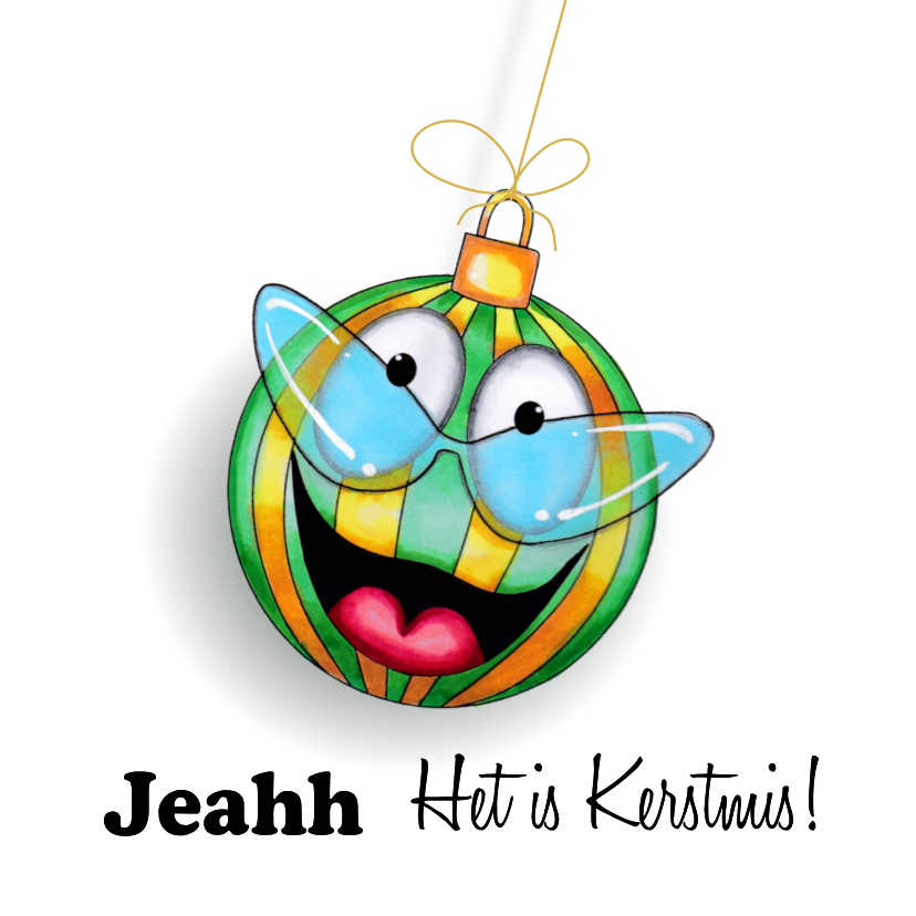 Kerstkaarten - Kerstkaart met disco kerstbal