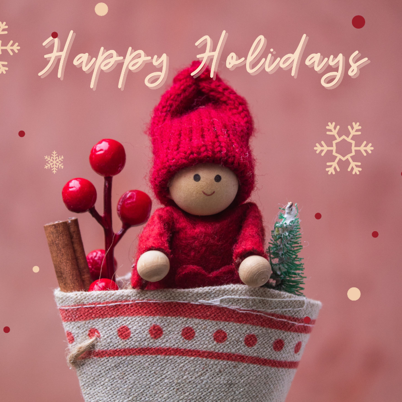 Kerstkaart met een kabouter in een kerstsok - Kerstkaarten Kerstkaarten - Kerstkaart met een kabouter in een kerstsok