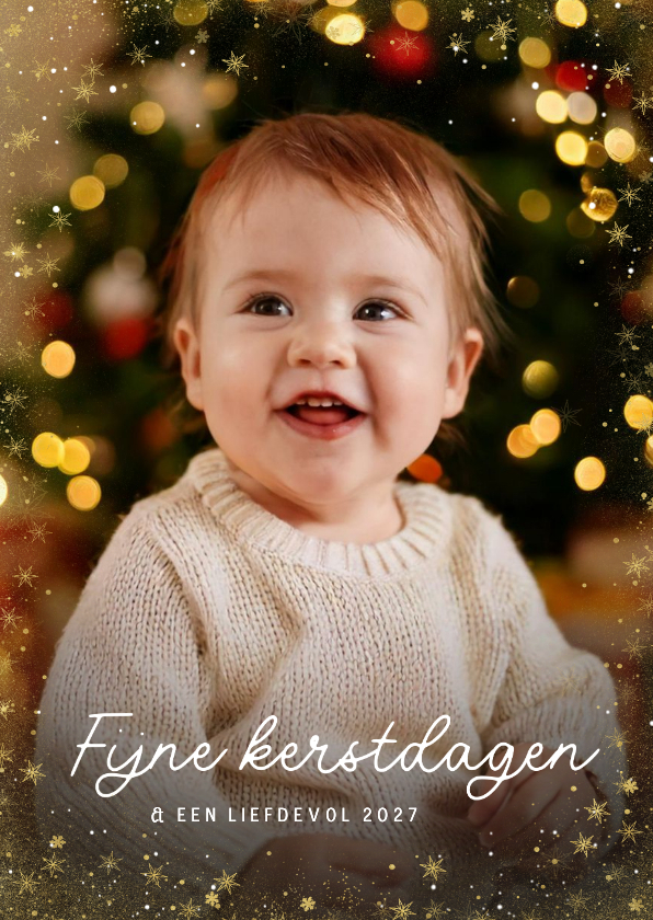 Kerstkaart met eigen grote foto sterrenkader fijne dagen - Kerstkaarten Kerstkaarten - Kerstkaart met eigen grote foto sterrenkader fijne dagen