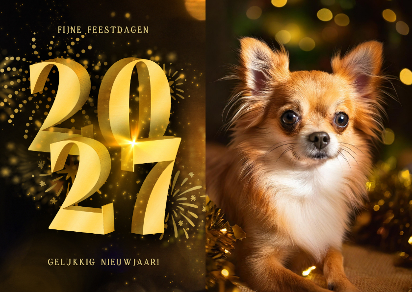 Kerstkaart met foto 2027 3D en vuurwerk - Kerstkaarten Kerstkaarten - Kerstkaart met foto 2027 3D en vuurwerk