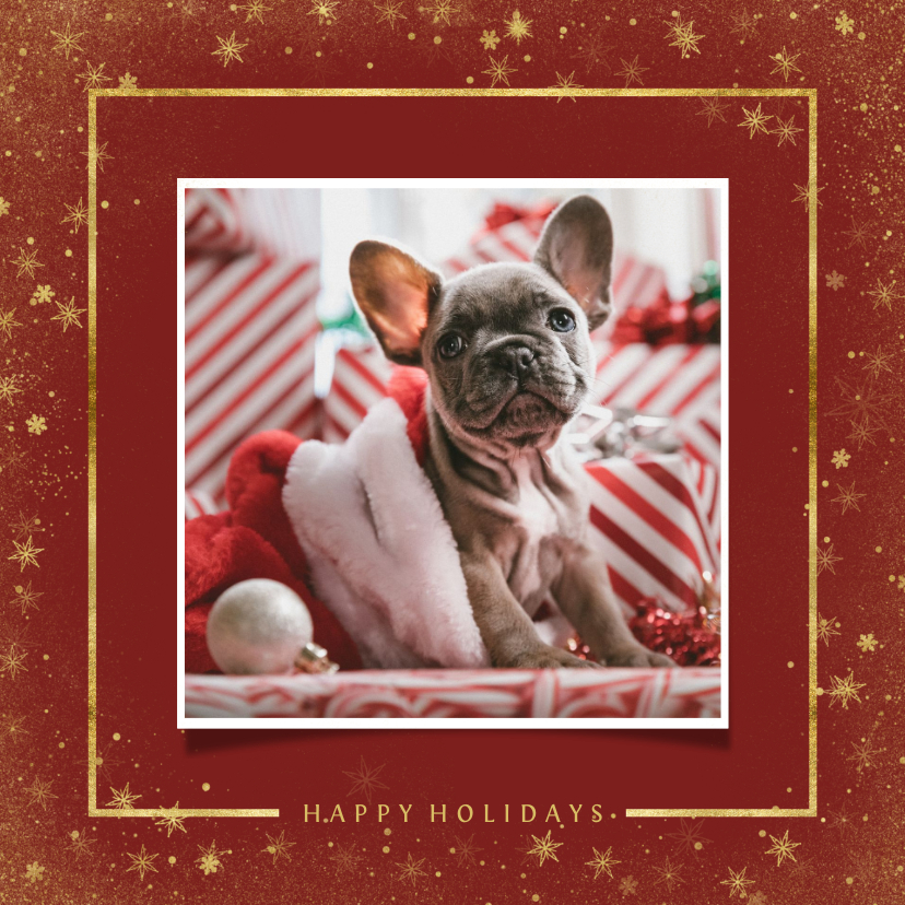 Kerstkaart met foto en goudlook kader - Kerstkaarten Kerstkaarten - Kerstkaart met foto en goudlook kader