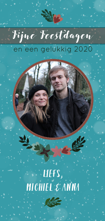 Kerstkaart met foto en winterkrans - Kerstkaarten Kerstkaarten - Kerstkaart met foto en winterkrans