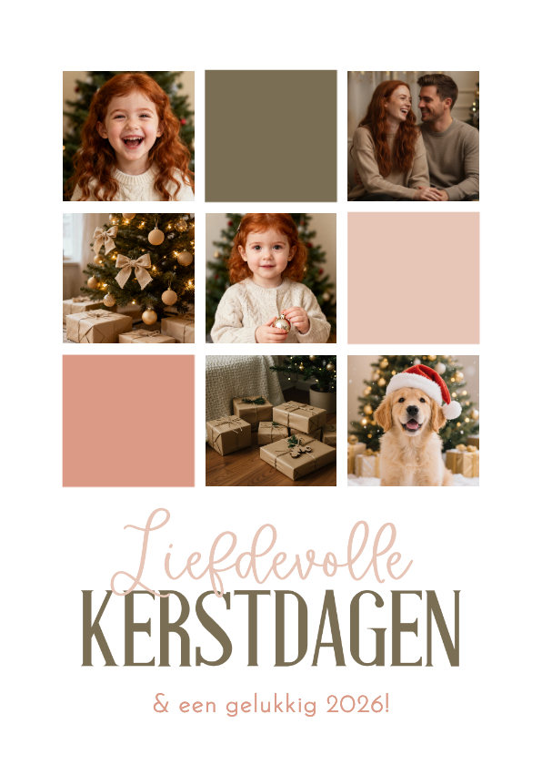 Kerstkaart met fotocollage en gekleurde vlakjes - Kerstkaarten Kerstkaarten - Kerstkaart met fotocollage en gekleurde vlakjes