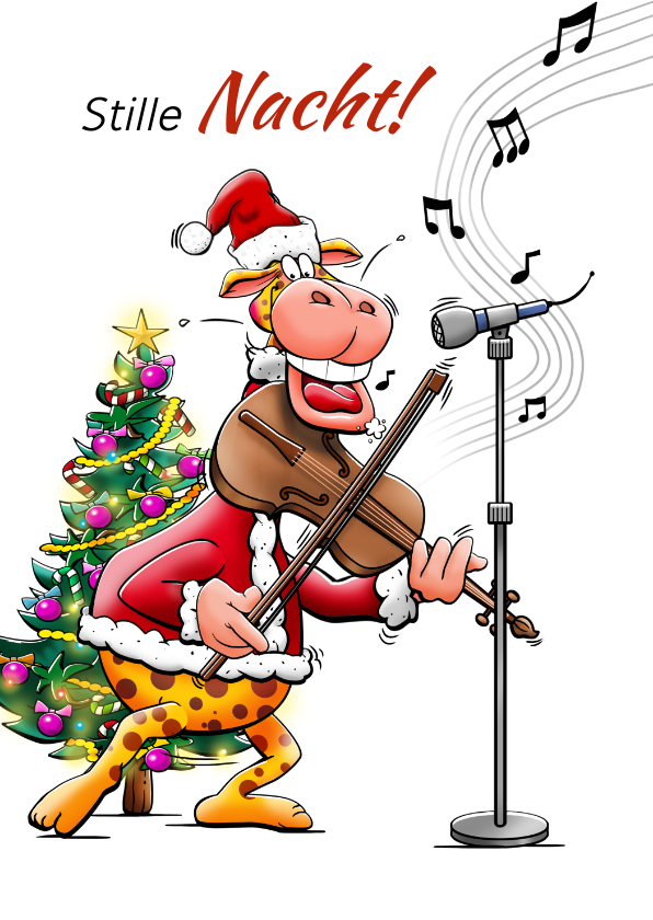 Kerstkaart met giraf die viool speelt - Kerstkaarten Kerstkaarten - Kerstkaart met giraf die viool speelt