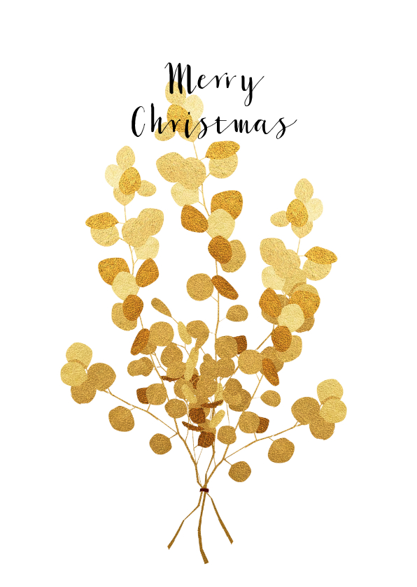 Kerstkaart met gouden eucalyptus - Kerstkaarten Kerstkaarten - Kerstkaart met gouden eucalyptus