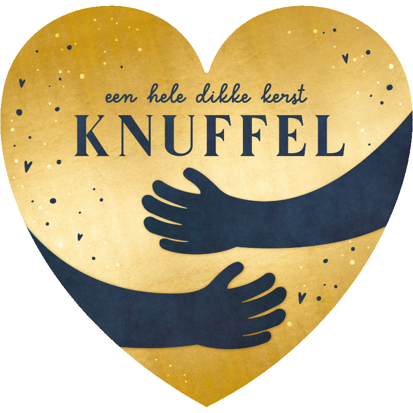 Kerstkaart met gouden hart en kerst knuffel er op. - Kerstkaarten Kerstkaarten - Kerstkaart met gouden hart en kerst knuffel er op.