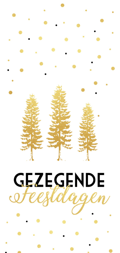 Kerstkaart met gouden kerstbomen - Kerstkaarten Kerstkaarten - Kerstkaart met gouden kerstbomen