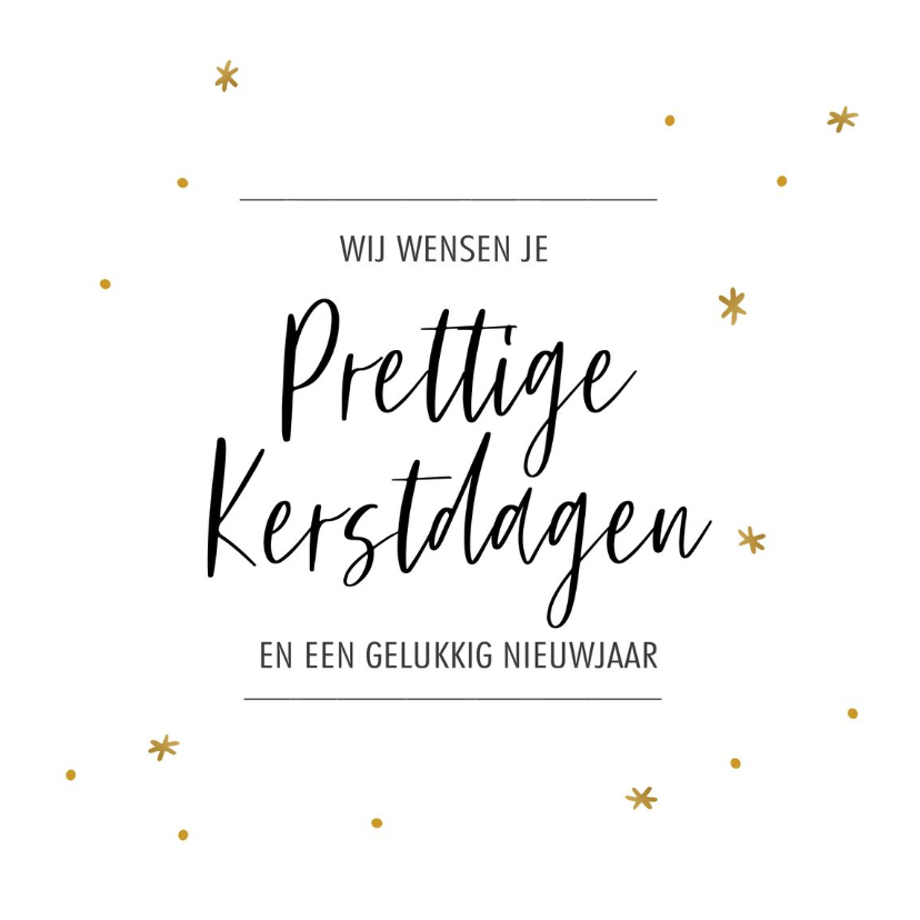 Kerstkaart met gouden sterretjes en handlettering tekst - Kerstkaarten Kerstkaarten - Kerstkaart met gouden sterretjes en handlettering tekst