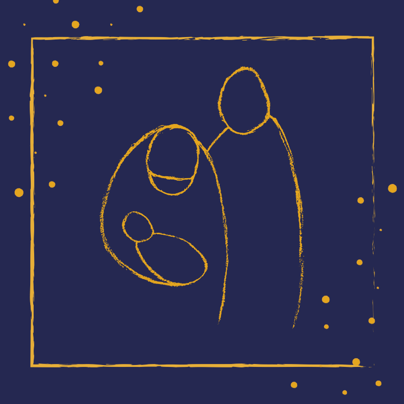 Kerstkaart met illustratie Jozef, Maria en Jezus - Kerstkaarten Kerstkaarten - Kerstkaart met illustratie Jozef, Maria en Jezus
