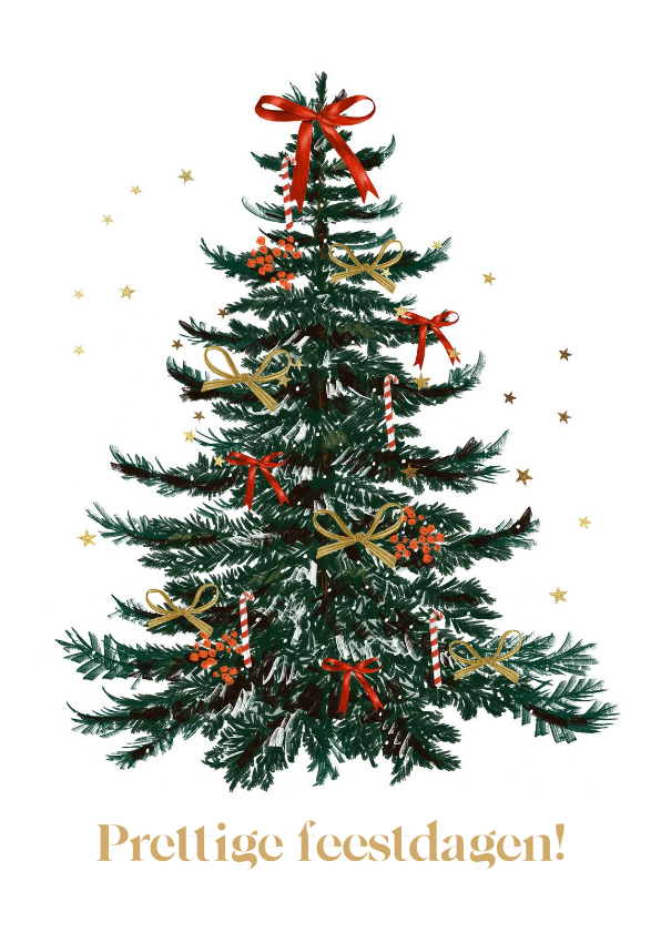 Kerstkaart met illustratie van kerstboom Kaartje2go